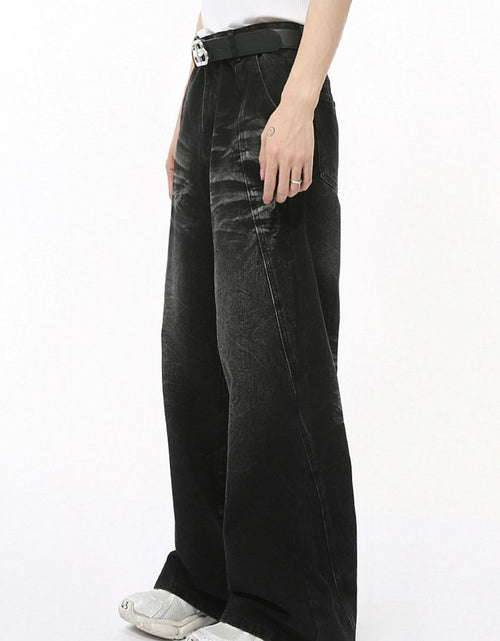 Load image into Gallery viewer, Washed Cat Whiskered Wide Leg Jeans
