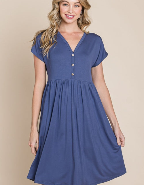 Load image into Gallery viewer, BOMBOM V-Neck Short Sleeve Dress

