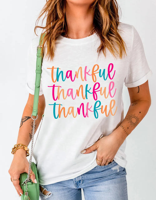 Load image into Gallery viewer, Full Size THANKFUL Round Neck Short Sleeve T-Shirt
