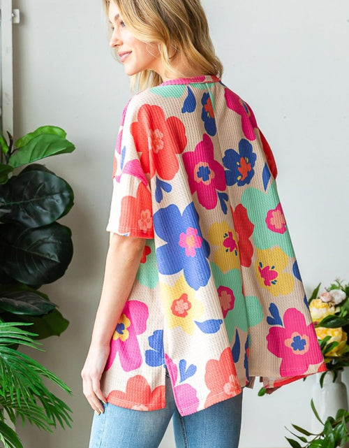 Load image into Gallery viewer, HOPELY Full Size Floral V-Neck Side Slit T-Shirt
