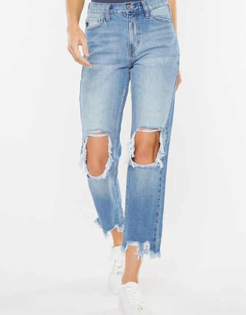 Load image into Gallery viewer, Kancan High Waist Chewed Up Straight Mom Jeans
