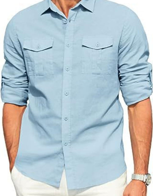 Load image into Gallery viewer, Men's Plus Size Button Down Collared Neck Long Sleeve Shirt
