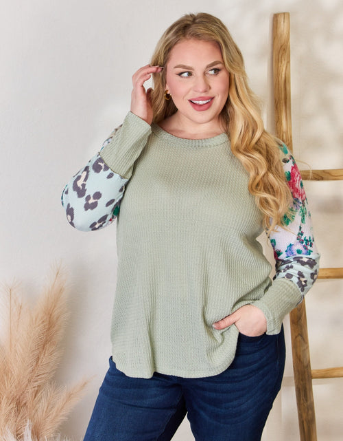 Load image into Gallery viewer, Hailey &amp; Co Full Size Printed Round Neck Blouse
