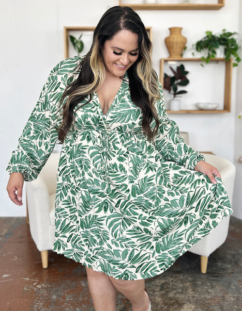 Load image into Gallery viewer, Double Take Full Size Printed Ruched Balloon Sleeve Dress
