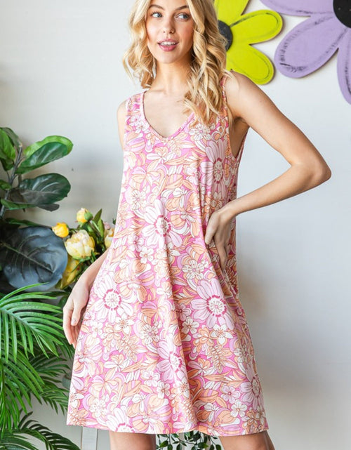 Load image into Gallery viewer, Heimish Full Size Floral V-Neck Tank Dress with Pockets
