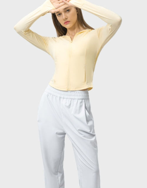 Load image into Gallery viewer, Millennia Pocketed Zip Up Hooded Long Sleeve Active Outerwear
