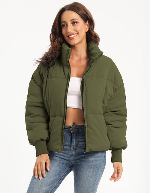 Load image into Gallery viewer, Zip Up Turtleneck Long Sleeve Puffer Jacket

