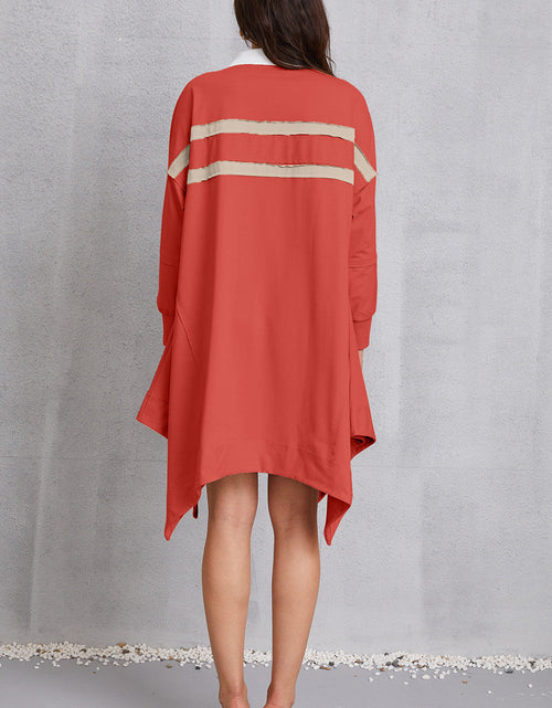 Load image into Gallery viewer, Half Button Handkerchief Hem Dress
