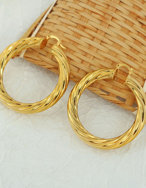 Load image into Gallery viewer, 14K Gold Solid Twist Tube Hoop Earring 40MM

