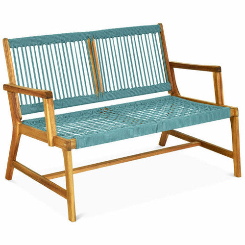 Load image into Gallery viewer, 2-Person Acacia Wood Yard Bench for Balcony and Patio-Turquoise
