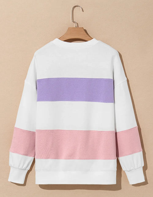 Load image into Gallery viewer, Color Block Round Neck Long Sleeve Sweatshirt
