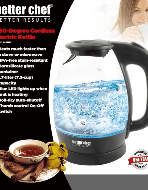 Load image into Gallery viewer, Better Chef 7-Cup Cordless Borosilicate Glass Electric Kettle with LED Light by Jupiter Gear Home
