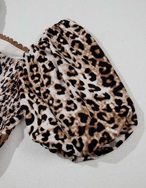 Load image into Gallery viewer, Leopard Square Neck Puff Sleeve Maxi Dress
