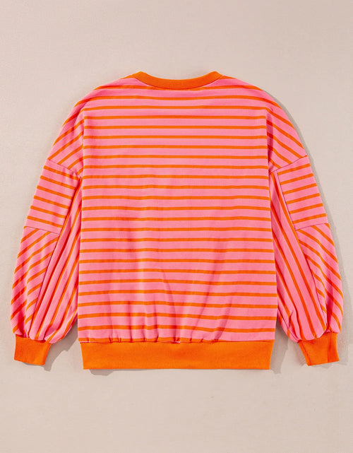 Load image into Gallery viewer, Striped Dropped Shoulder Long Sleeve Sweatshirt
