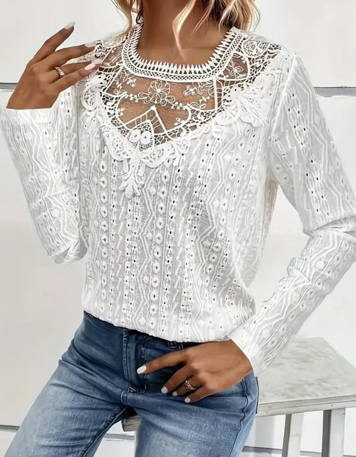 Load image into Gallery viewer, Lace Eyelet Long Sleeve Top
