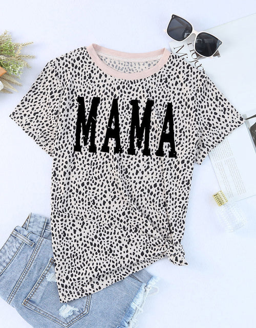 Load image into Gallery viewer, MAMA Animal Print Round Neck Short Sleeve T-Shirt
