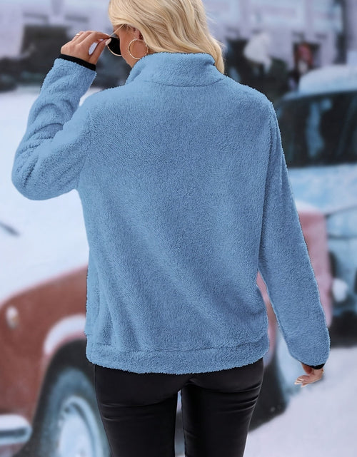 Load image into Gallery viewer, Half Zip Long Sleeve Furry Sweatshirt
