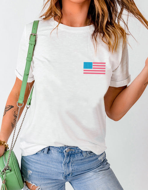 Load image into Gallery viewer, US Flag Round Neck Short Sleeve T-Shirt
