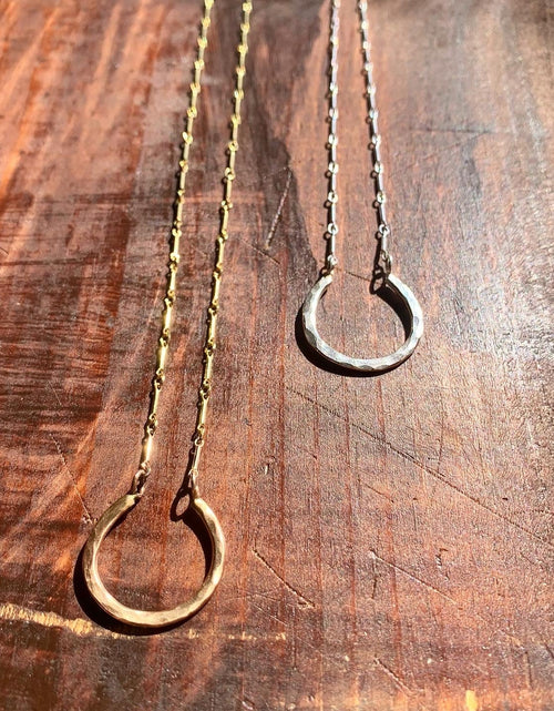 Load image into Gallery viewer, Lucky Horseshoe Large Talisman Necklace by Jennifer Cervelli Jewelry
