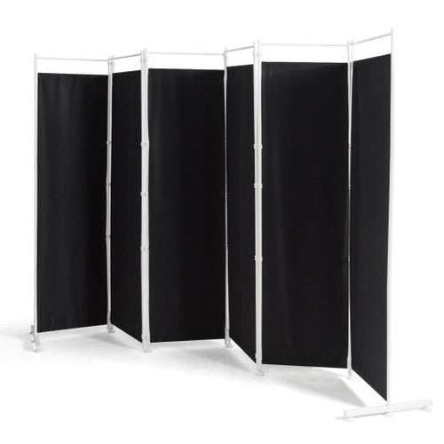 Load image into Gallery viewer, 6-Panel Room Divider Folding Privacy Screen with Steel Support Base-Black
