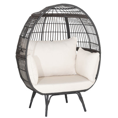 Load image into Gallery viewer, Oversized Patio Rattan Egg Lounge Chair with 4 Cushions-Brown
