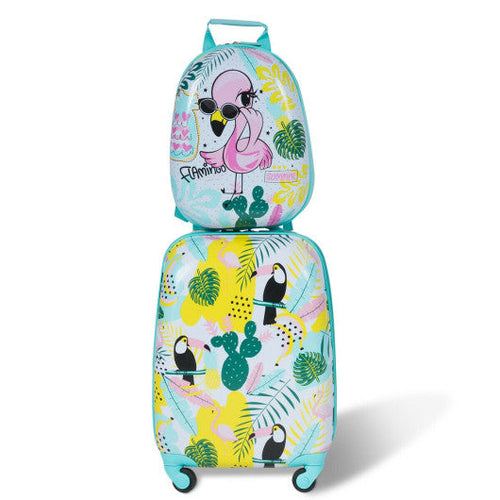 Load image into Gallery viewer, 2 Pieces Kid's Luggage Set 12-inch Backpack and 16-inch Rolling Suitcase Travel
