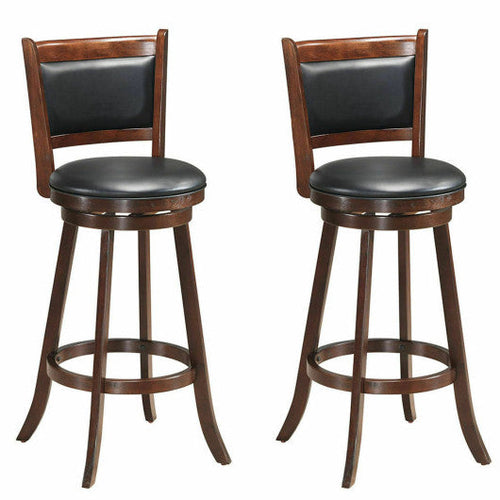 Load image into Gallery viewer, Set of 2 29 Inch Swivel Bar Height Stool Wood Dining Chair Barstool-Brown
