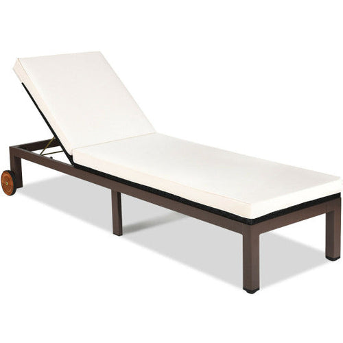 Load image into Gallery viewer, Back Adjustable Cushioned Patio Rattan Lounge Chair
