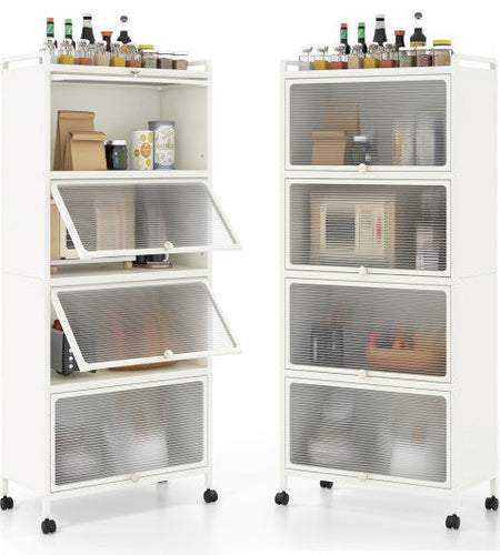 5-Tier Kitchen Baker's Rack with Flip-up PC Doors-White