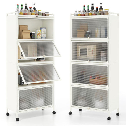 Load image into Gallery viewer, 5-Tier Kitchen Baker's Rack with Flip-up PC Doors-White
