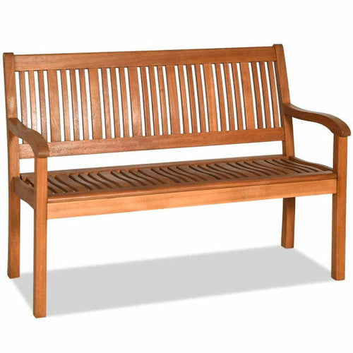Load image into Gallery viewer, Two Person Solid Wood Garden Bench with Curved Backrest and Wide Armrest
