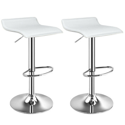 Load image into Gallery viewer, Set of 2 Adjustable PU Leather Backless Bar Stools-White
