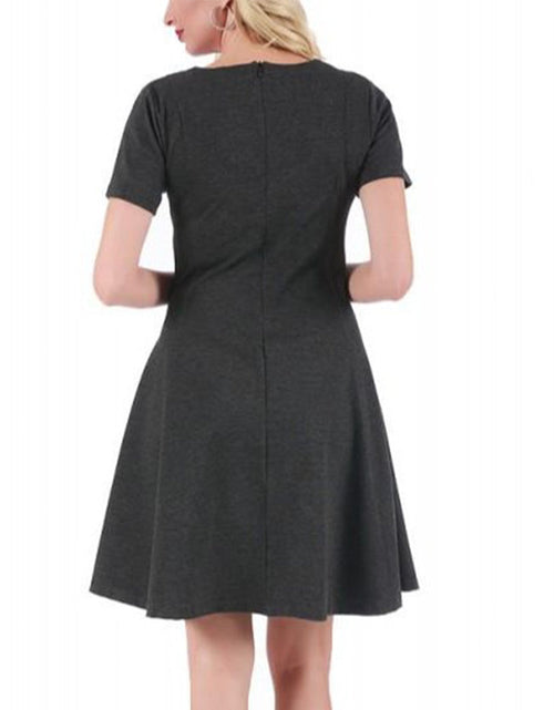 Load image into Gallery viewer, InstantFigure Short V-neck Panel dress w/flared skirt 16808M by InstantFigure INC
