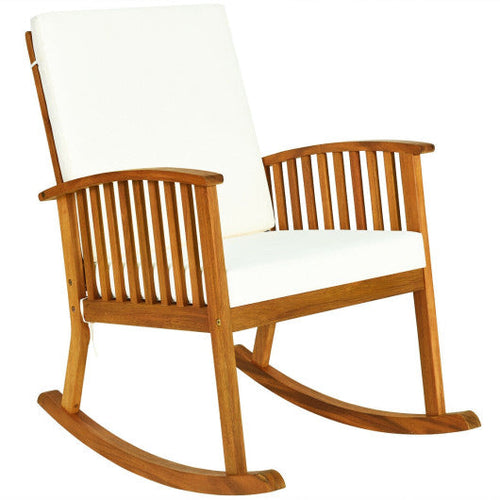 Load image into Gallery viewer, Outdoor Acacia Wood Rocking Chair with Detachable Washable Cushions
