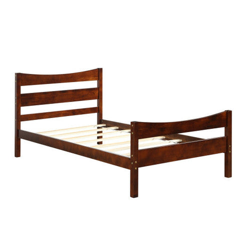Load image into Gallery viewer, Twin Size Rustic Platform Bed Frame with Headboard and Footboard-Walnut
