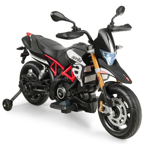 Load image into Gallery viewer, 12V Kids Ride-On Motorcycle Aprilia Licensed with Sounds and Music-Black
