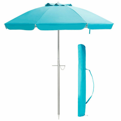 Load image into Gallery viewer, 6.5 Feet Beach Umbrella with Sun Shade and Carry Bag without Weight Base-Blue
