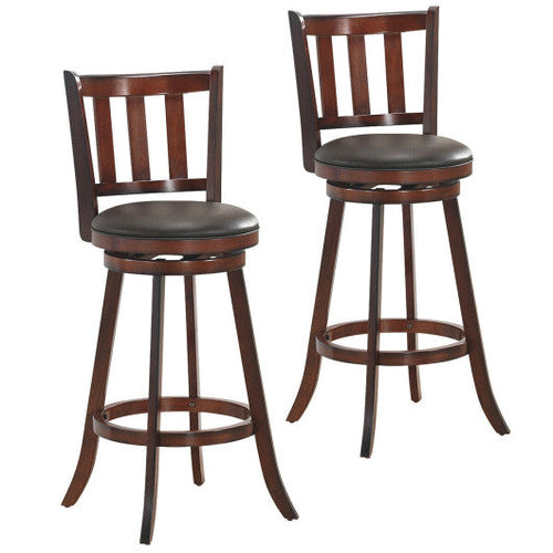 Load image into Gallery viewer, 2 Pieces 360 Degree Swivel Wooden Counter Height Bar Stool Set with Cushioned Seat-31 inches

