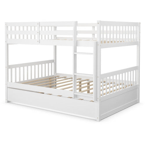 Load image into Gallery viewer, Full over Full Bunk Bed Platform Wood Bed with Ladder-White

