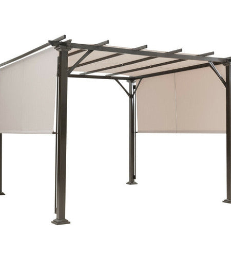 10 x 10 Feet Metal Frame Patio Furniture Shelter-Beige