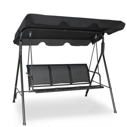 Load image into Gallery viewer, 3 Person Patio Swing with Polyester Angle Adjustable Canopy
