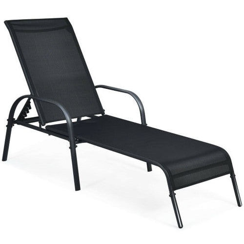 Load image into Gallery viewer, Adjustable Patio Chaise Folding Lounge Chair with Backrest-Black
