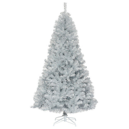 Load image into Gallery viewer, 7.5 Ft Hinged Unlit Artificial Silver Tinsel Christmas Tree
