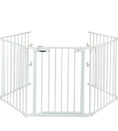 115 Inch Length 5 Panel Adjustable Wide Fireplace Fence-White
