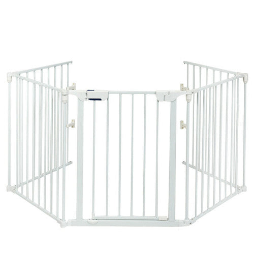 Load image into Gallery viewer, 115 Inch Length 5 Panel Adjustable Wide Fireplace Fence-White
