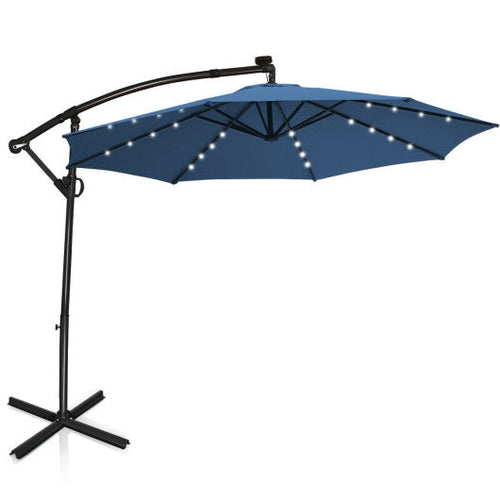 Load image into Gallery viewer, 10 ft 360° Rotation Solar Powered LED Patio Offset Umbrella-Blue
