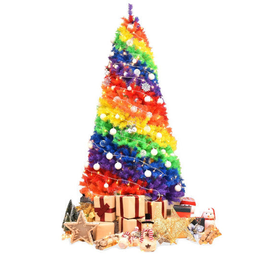 Load image into Gallery viewer, 7 Feet Artificial Hinged Traditional Christmas Tree with Metal Stand
