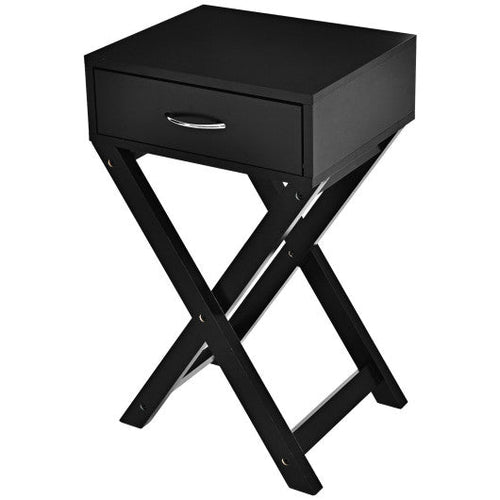 Load image into Gallery viewer, Design Sofa Side Table with X-Shape Drawer for Living Room Bedroom-Black

