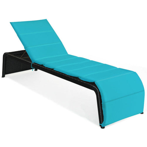 Load image into Gallery viewer, Patio Rattan Lounge Chair Back Adjustable Chaise Recliner  with Cushioned-Turquoise
