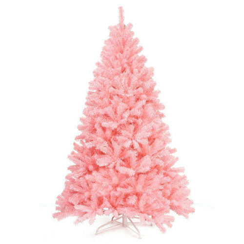Load image into Gallery viewer, 6 Feet Pink Artificial Hinged Spruce Full Christmas Tree with Foldable Metal Stand
